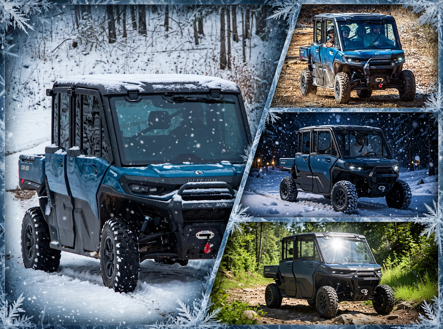 Can-Am Defender UTV on a snowy winter tour at Hog Wild Adventures